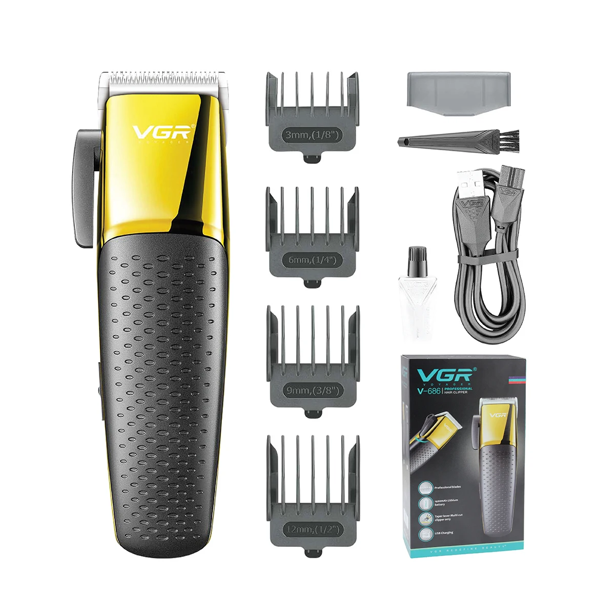 VGR V-686, заряжающийся через USB Электрический Триммер для волос, профессиональные перезаряжаемые Парикмахерские беспроводные машинки для стрижки волос для мужчин