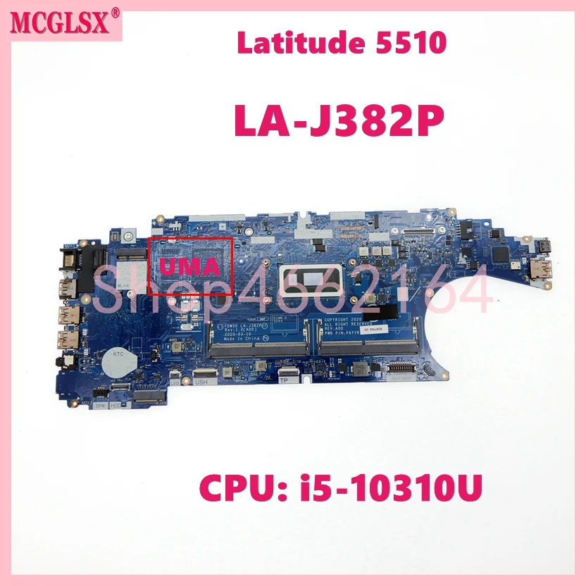 LA-J382P С процессором i5-10310U Материнская плата для ноутбука Dell Latitude 5510 Материнская плата для ноутбука CN 0JHN2X JHN2X 100% Протестирована нормально