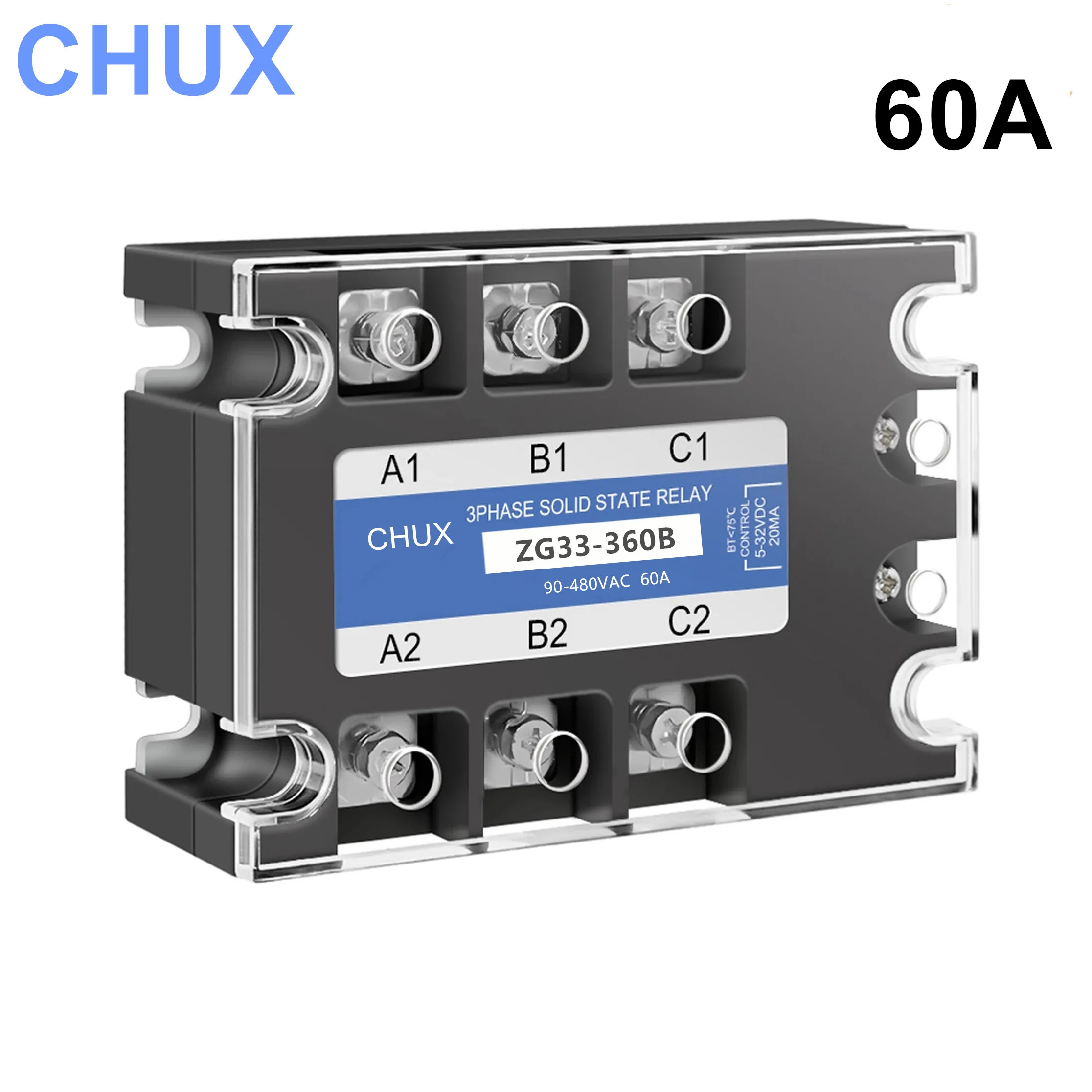 CHUX 3-фазное твердотельное реле DA 60a 80a 100a 120a 150A 200A 90-480VAC ZG33 3-32VDC постоянного тока в переменный Трехфазное реле SSR