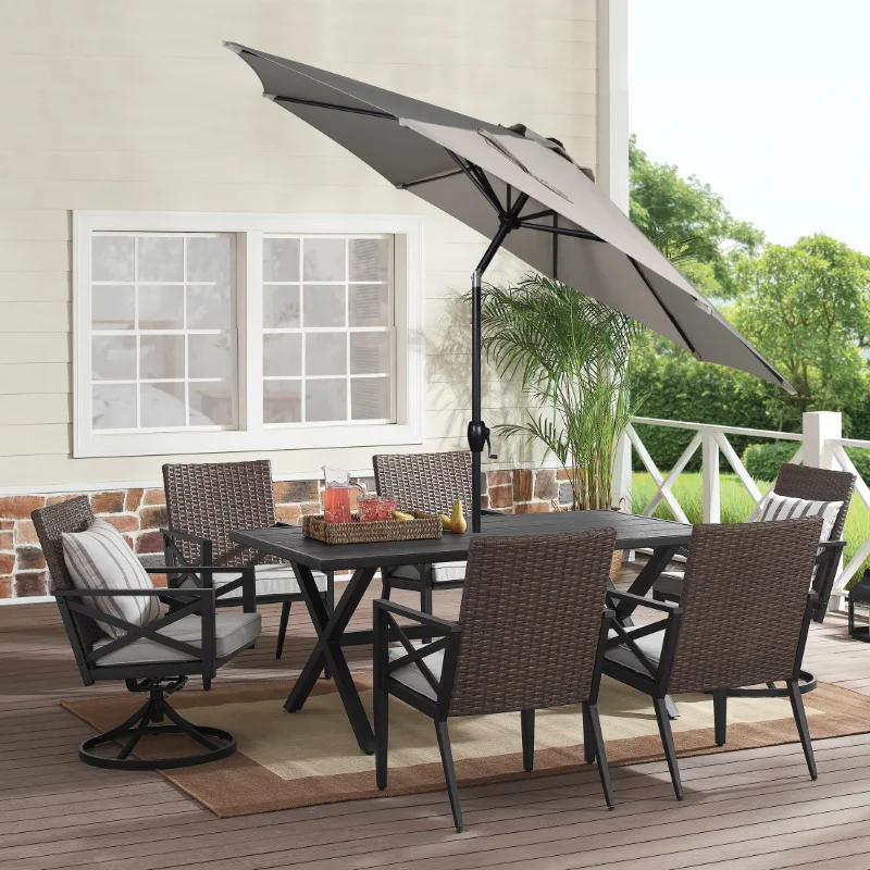 Опоры 9-футовый Каменный круглый открытый Наклонный зонт для патио с кривошипной тенью зонты пляжный зонт открытый зонт