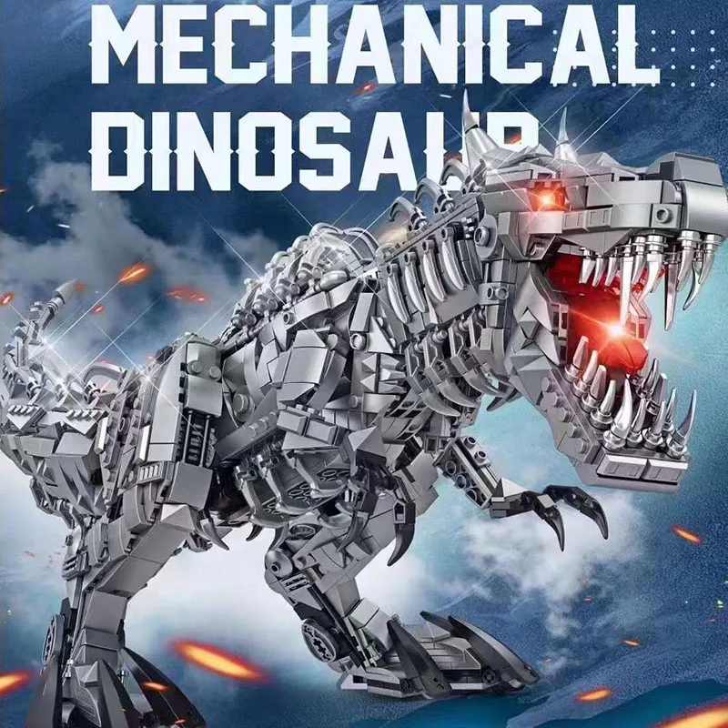 Новая Технология MOC, Парк динозавров Юрского периода, Мир с подсветкой, блоки T-REX, Креативные механические игрушки Spinosaurus для детей Большого размера