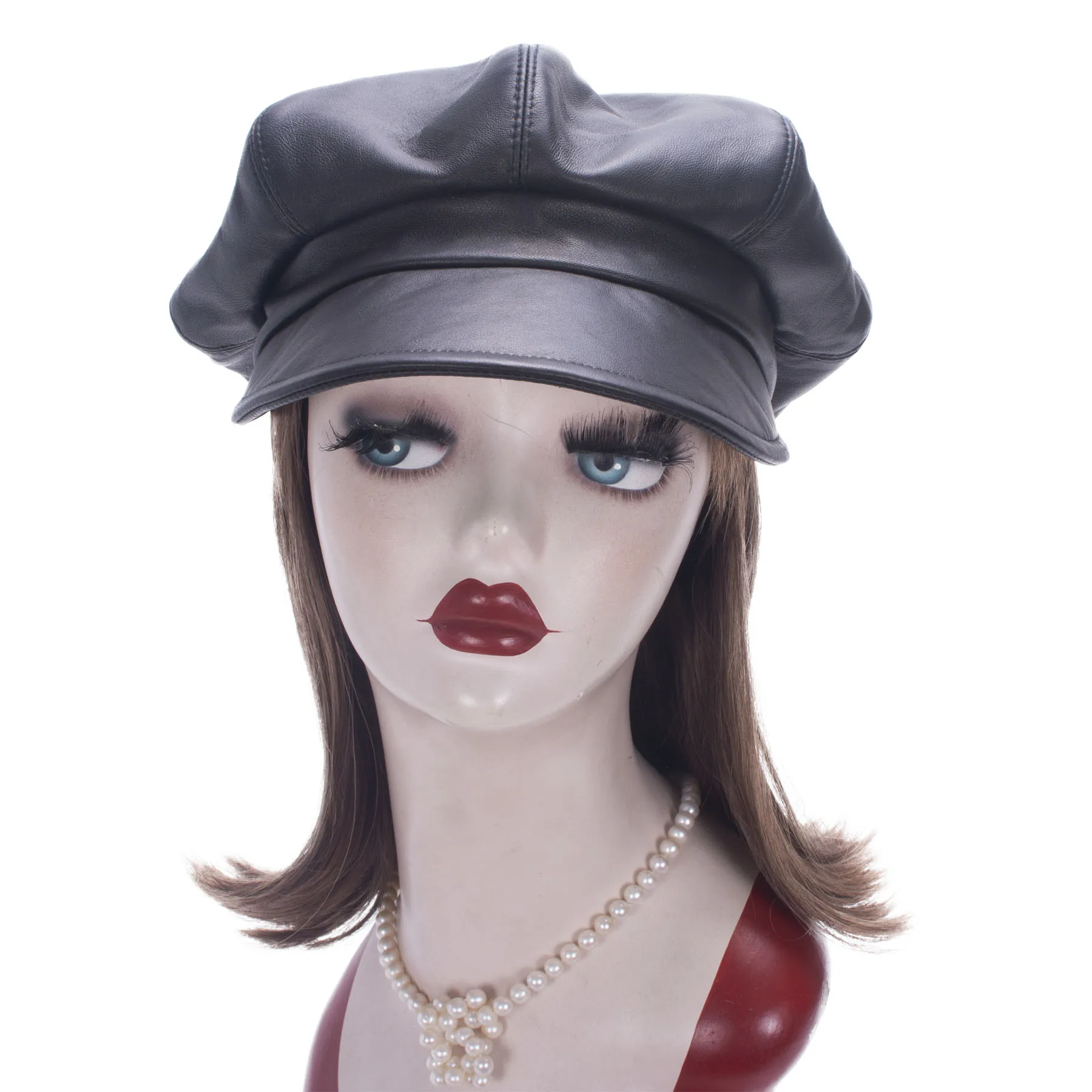 Lawliet Черная кожаная женская кепка для Мальчика-Пекаря, шляпа Газетчика T529