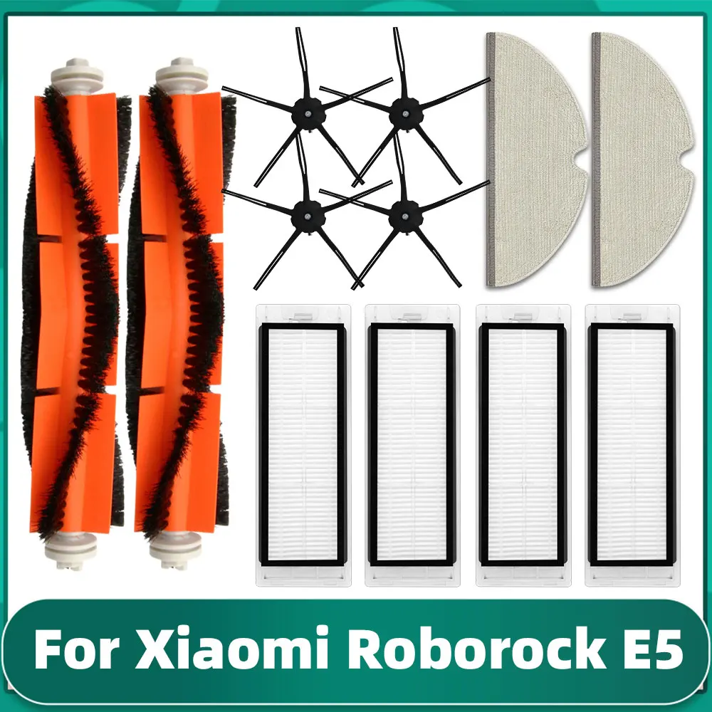 Для Xiaomi Roborock E5, аксессуар для роботизированного пылесоса, замена запасных частей, Основная боковая щетка, HEPA-фильтр, тряпки для швабры