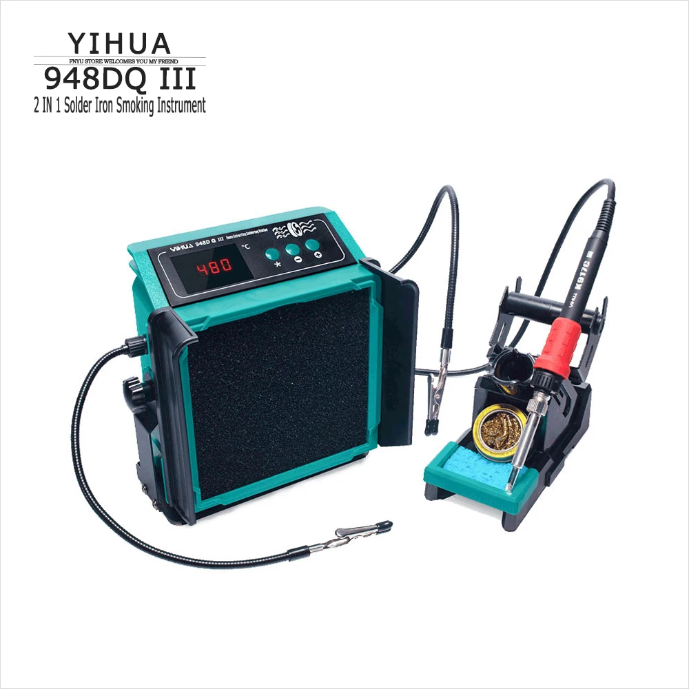 Паяльная станция YIHUA 948DQ III мощностью 110 Вт и коптильный прибор 2в1 мощностью 200 Вт для удаления паяльного дыма, фильтр для дымовой сварки