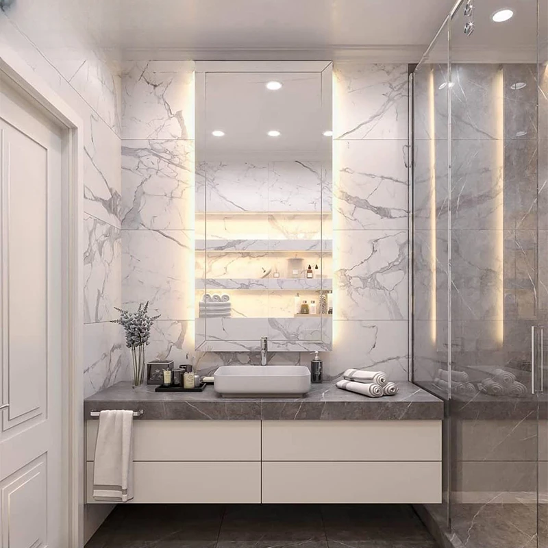 Современный роскошный каменный шкаф для ванной комнаты, небольшая ванная комната, умывальник, массив дерева,