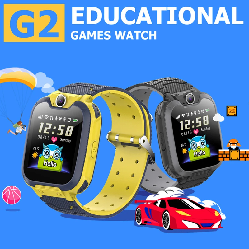 Детские игровые часы с телефонным звонком на 2G SIM-карту, игра-головоломка, Музыка, Камера, калькулятор, Поддержка SD-карты памяти, Детские умные часы G2