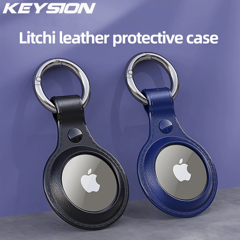 Чехол-брелок KEYSION для Apple Airtag с текстурой кожи, силиконовый защитный чехол-брелок для отслеживания местоположения AirTag Bluetooth