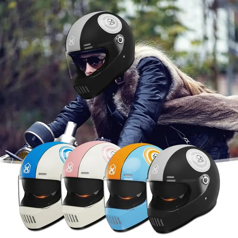 Винтажный мотоциклетный шлем без 3C для верховой езды, Полнолицевой шлем Со съемным козырьком, Съемные наушники для зимы и лета