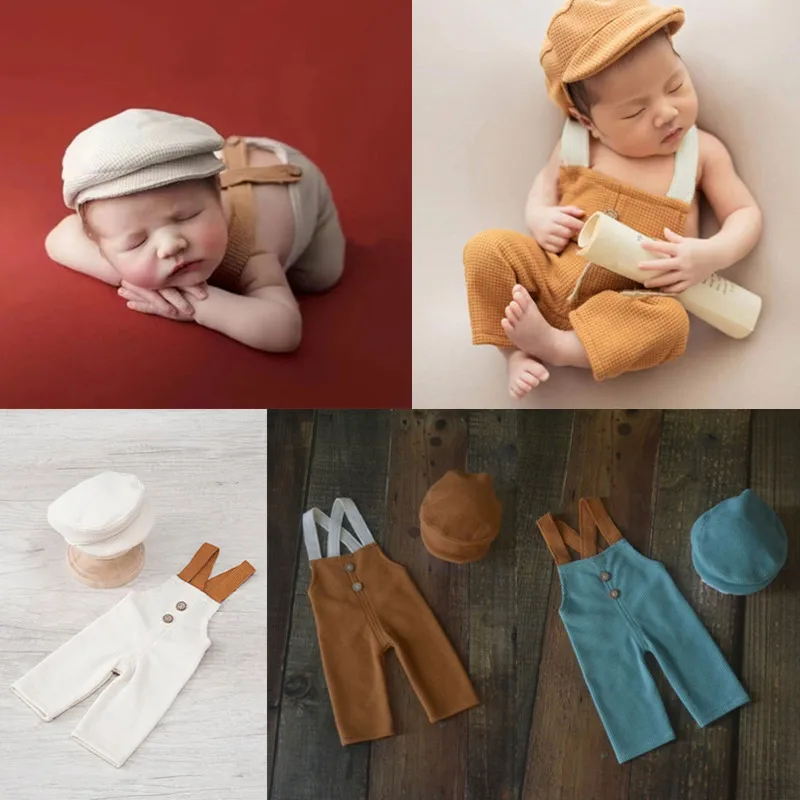 Одежда для маленьких джентльменов для маленьких мальчиков, детские подтяжки, комбинезон + шляпа-утконос, комплект для фотосъемки новорожденных, реквизит для студийной съемки, костюм
