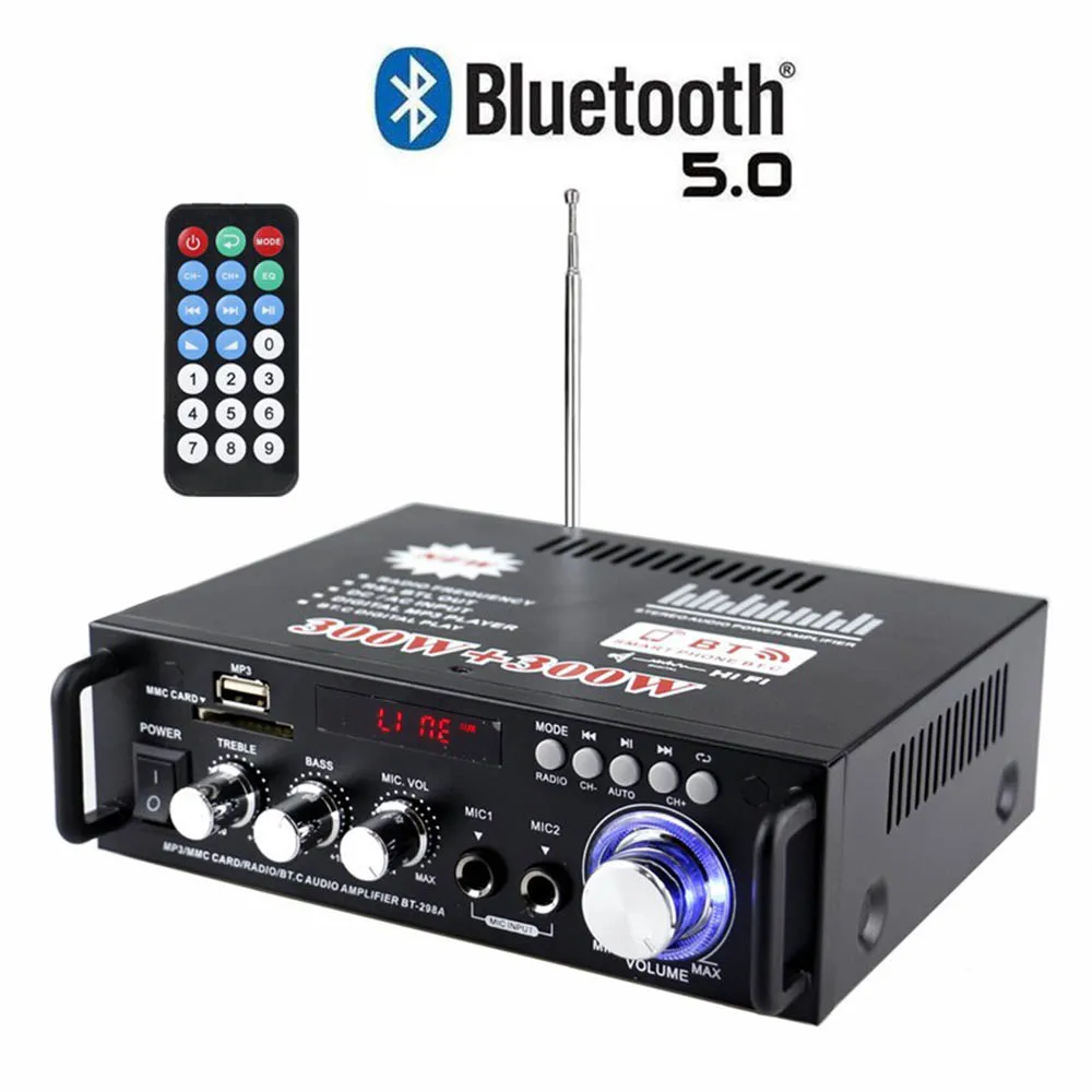 600 Вт Динамик, Bluetooth-совместимый Усилитель 300 Вт + 300 Вт BT-298A, 2-КАНАЛЬНЫЙ Усилитель Hi-FI аудио стерео Мощности для домашнего кинотеатра