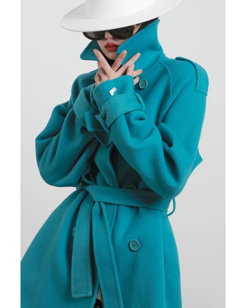 Лимитированная серия 399 Seoul offline такое же двубортное пальто для женщин, двусторонняя кашемировая шерстяная куртка 2023, новинка