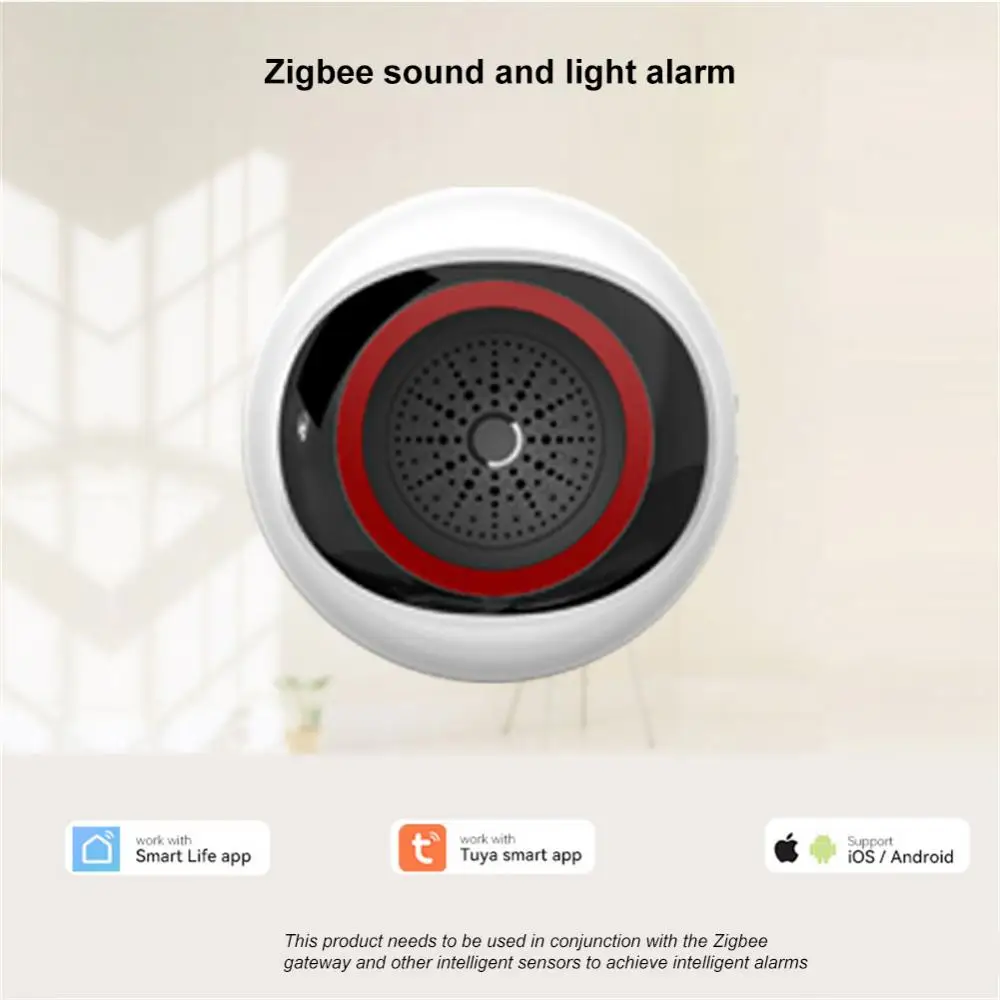 2023 Новый Tuya Zigbee 100DB Интеллектуальная звуковая и световая Сигнализация с датчиком 