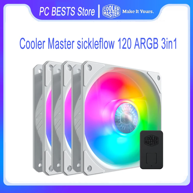 Cooler Master Sickleflow 120 ARGB 3in1 White Edition 120 мм 5 В ШИМ Бесшумное Охлаждение Процессора Корпус Компьютера Вентилятор Адресуемый RGB Контроллер