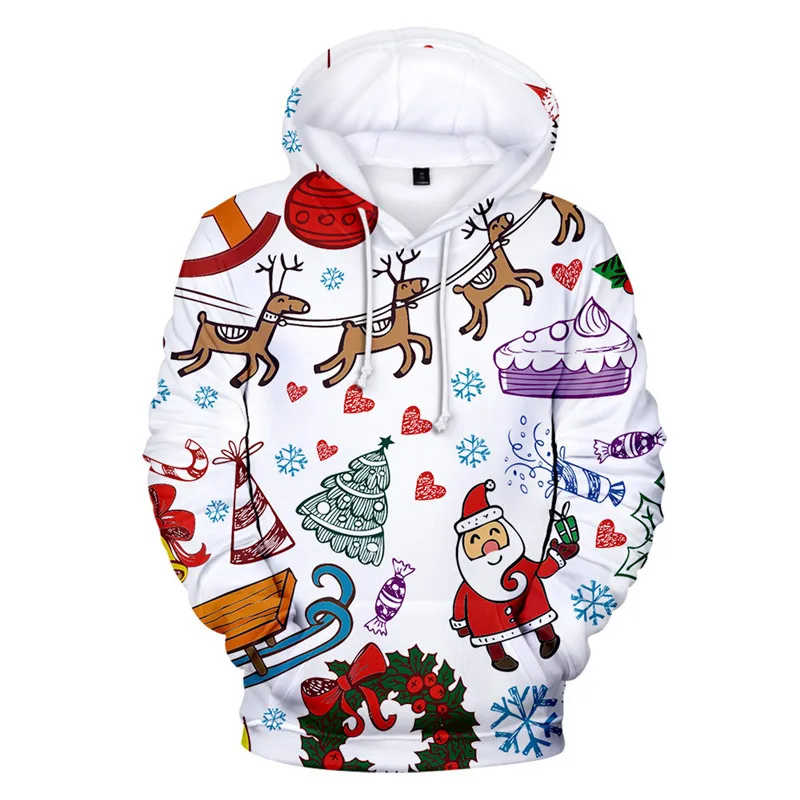 Уродливый Рождественский свитер, Рождественский Унисекс, мужской, женский, Санта-Клаус, Рождественская новинка, Снеговик, 3D принт, свитер с капюшоном, теплый свитер
