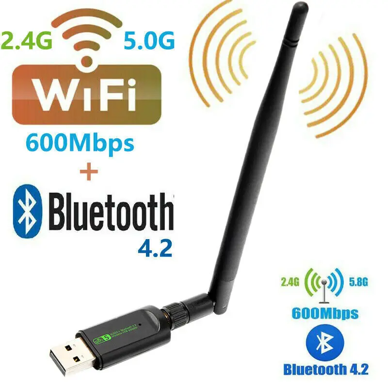USB WIFI Bluetooth Адаптер Adaoter Бесплатный драйвер Беспроводная Сетевая карта Двухдиапазонная 2,4 G 5 ГГц 600 Мбит с Wi Fi Адаптер Bluletooth
