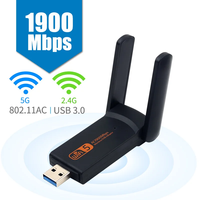 USB WiFi Адаптер 1900 Мбит/с Двухдиапазонный 2,4 Г/5 ГГц USB3.0 Беспроводной WIFI Сетевой адаптер Dongle 802.11ac RTL8812BU С антенной Для Ноутбука