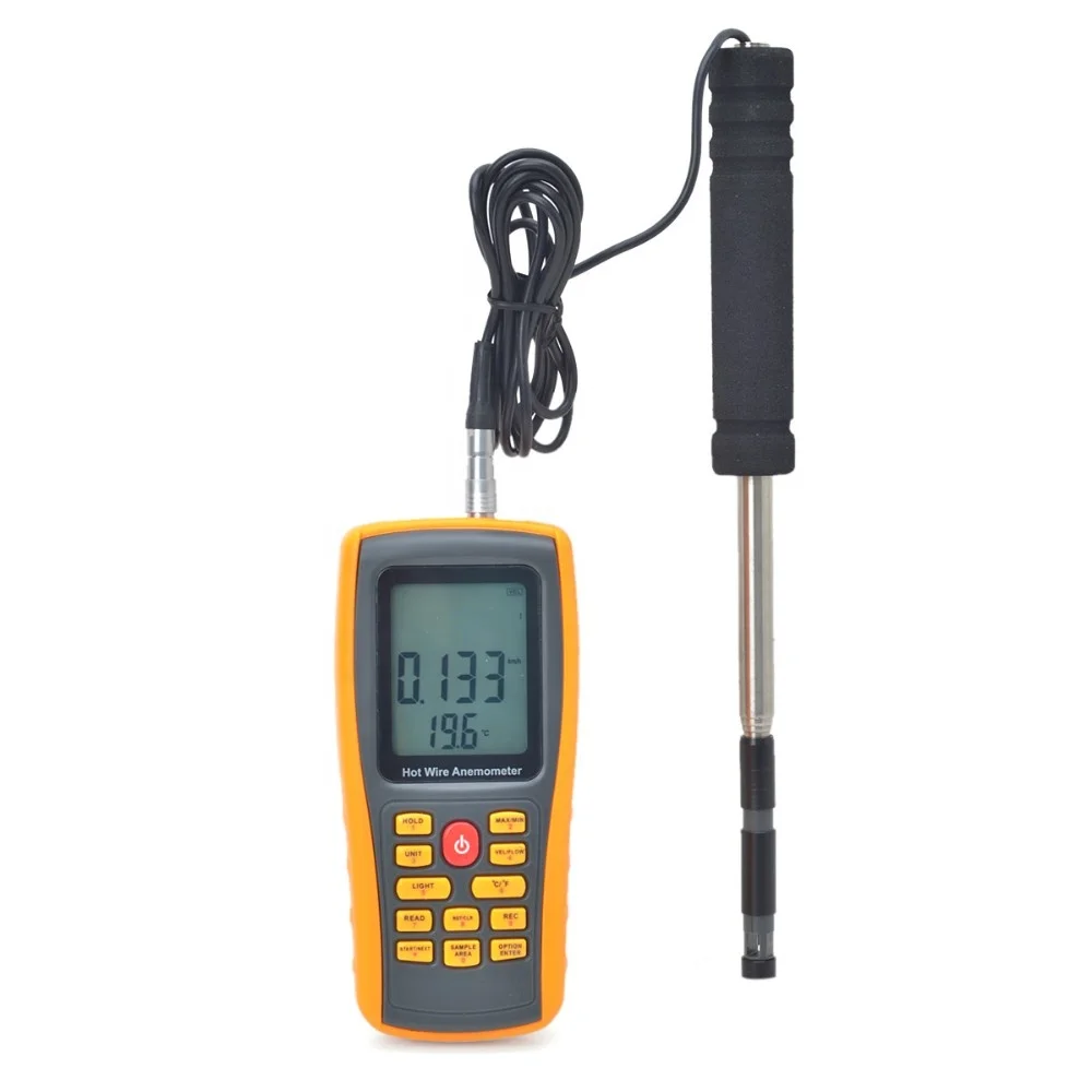 GM8903 Цифровой Анемометр для Измерения скорости ветра/расхода воздуха/температуры 0 ~ 30 м/с С интерфейсом USB и тонким датчиком