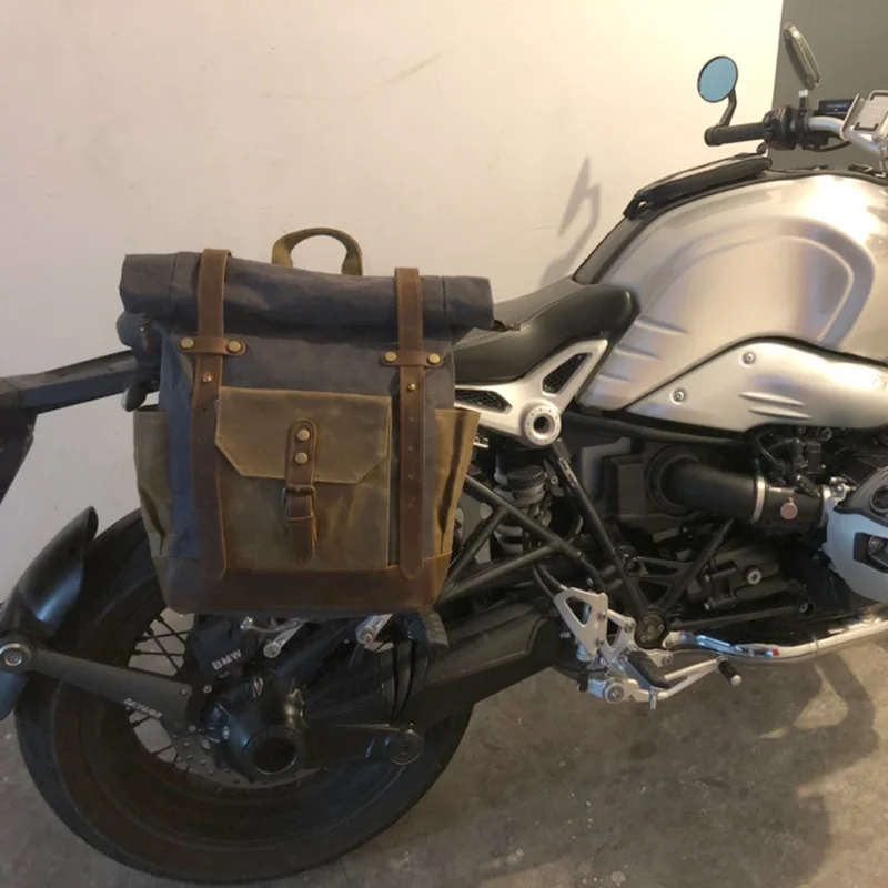 Кожаная мотоциклетная седельная сумка-рюкзак Knight Водонепроницаемый дышащий ретро военный дорожный рюкзак для ноутбука