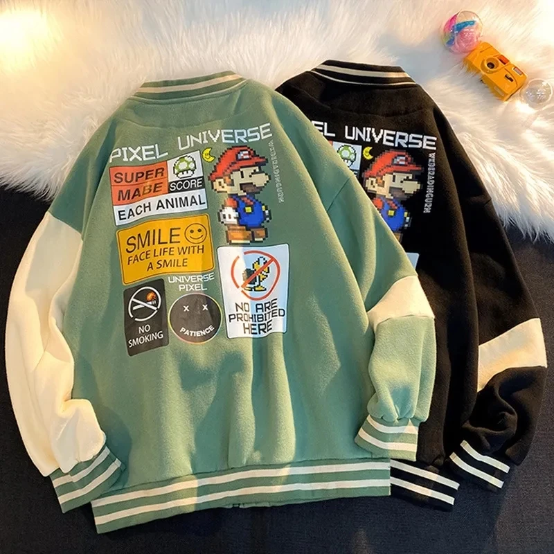 Куртки-бомберы в стиле аниме Харадзюку Оверсайз, женское пальто, Модная бейсбольная куртка, Женская осень-зима 2022, уличная одежда в стиле Хип-хоп Унисекс