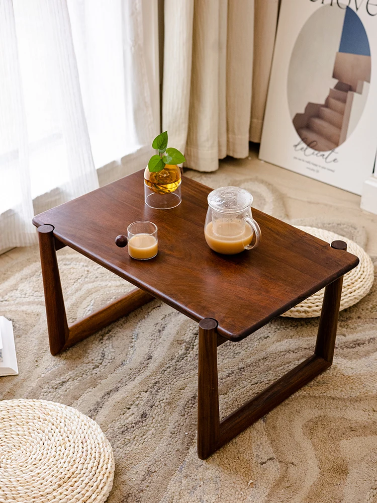 Татами из сандалового дерева с рисом, маленький чайный столик из цельного дерева с плавающим окном, чайный столик в японском стиле, стол кан, стол для заваривания чая дзен, кровать