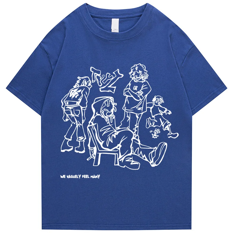 Camiseta japonesa Harajuku para hombre, ropa de calle divertida con estampado de dibujos animados de Anime, 2023 de algodón, Top