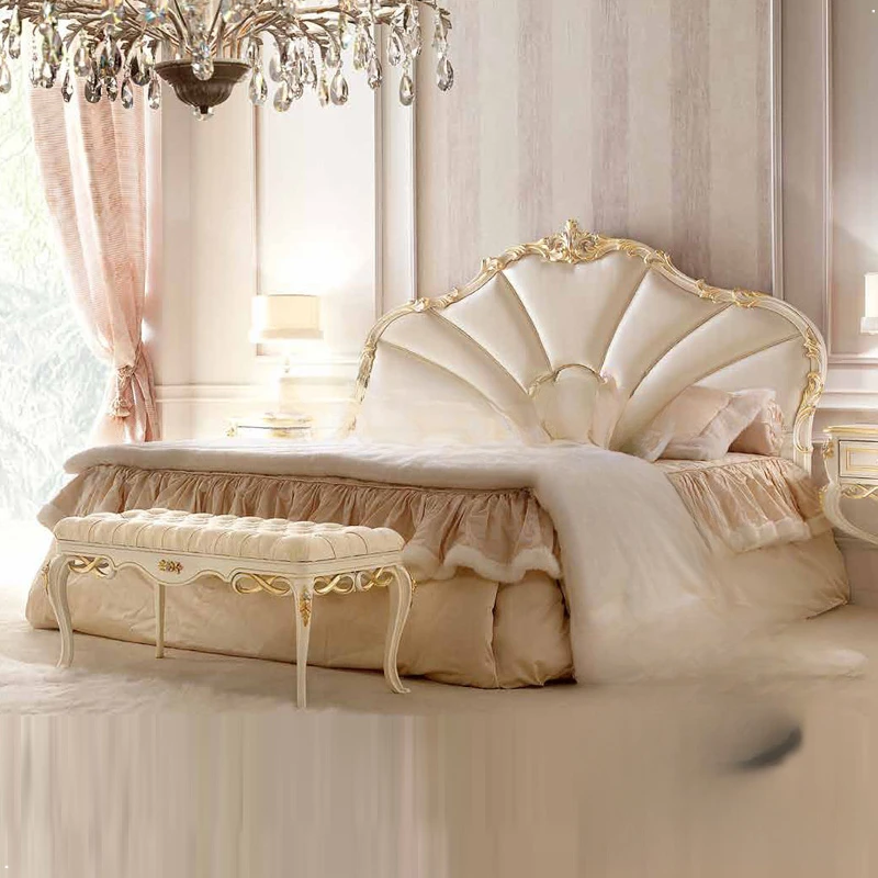 Двуспальная кровать континентальной роскоши, свадебная кровать французской роскоши 1,8 метра