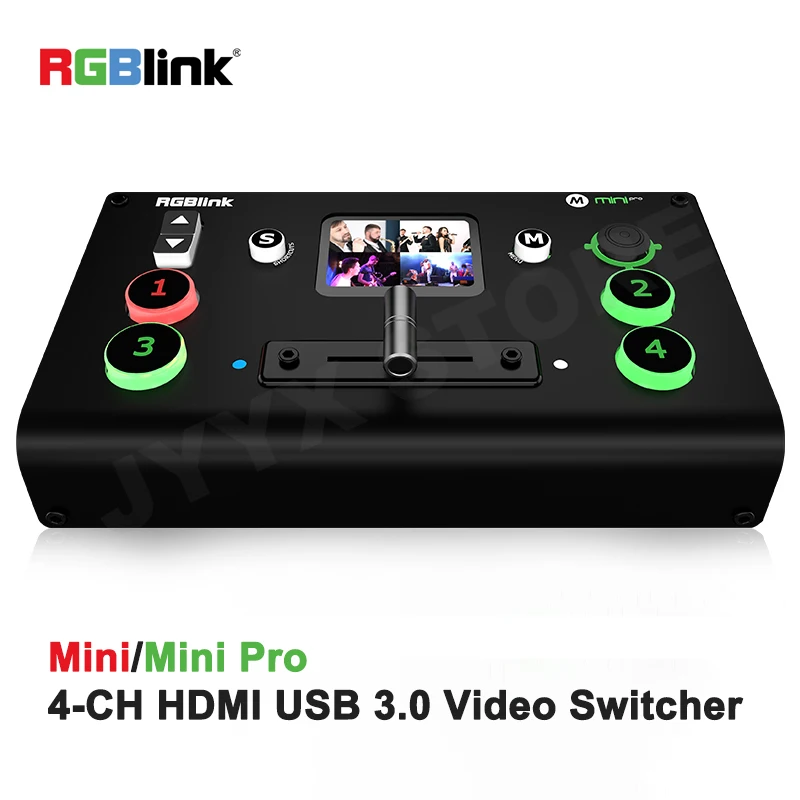 Видеомикшер RGBlink Mini Pro, 4-канальный видеомикшер USB 3.0 с т-образной планкой, управление приложением для прямой трансляции концерта