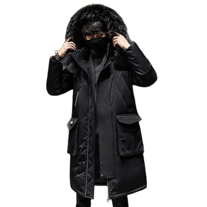 2022 Модное пальто, утепленная куртка, Мужская теплая удлиненная парка С капюшоном, пальто на белом утином пуху, Высококачественное Мужское популярное зимнее пуховое пальто