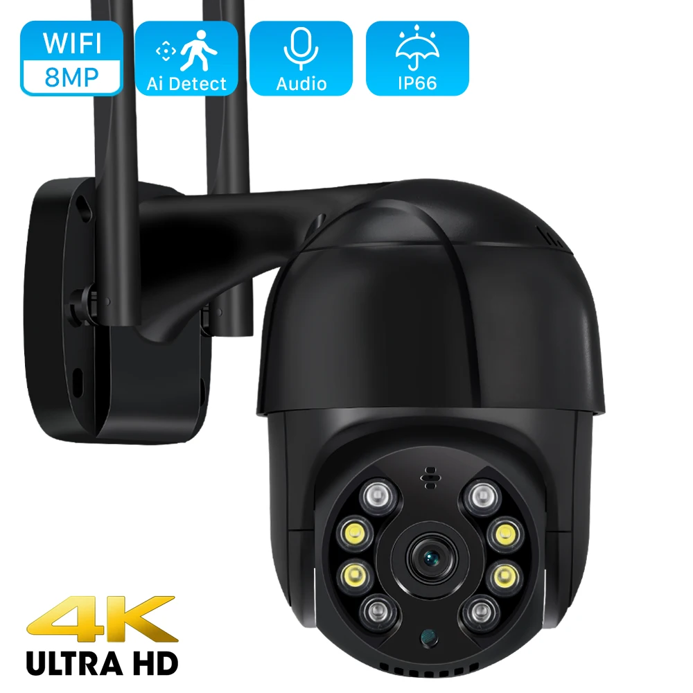 4K 8MP 5MP Ultra HD PTZ IP-камера 1080P Ai Обнаружение человека Водонепроницаемая Wifi камера безопасности Автоматическое отслеживание CCTV Видеонаблюдение