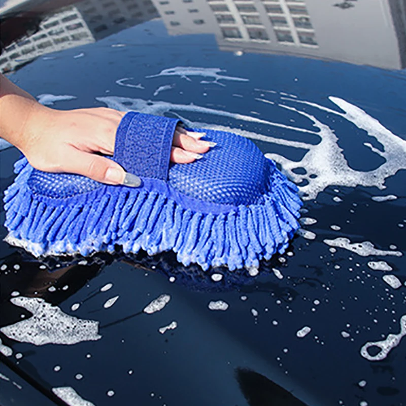 1 шт. Перчатки для автомойки, губка для чистки автомобилей, моющая окна автомобиля, губка из ультратонкого волокна Синель, кисточки для чистки автомобилей
