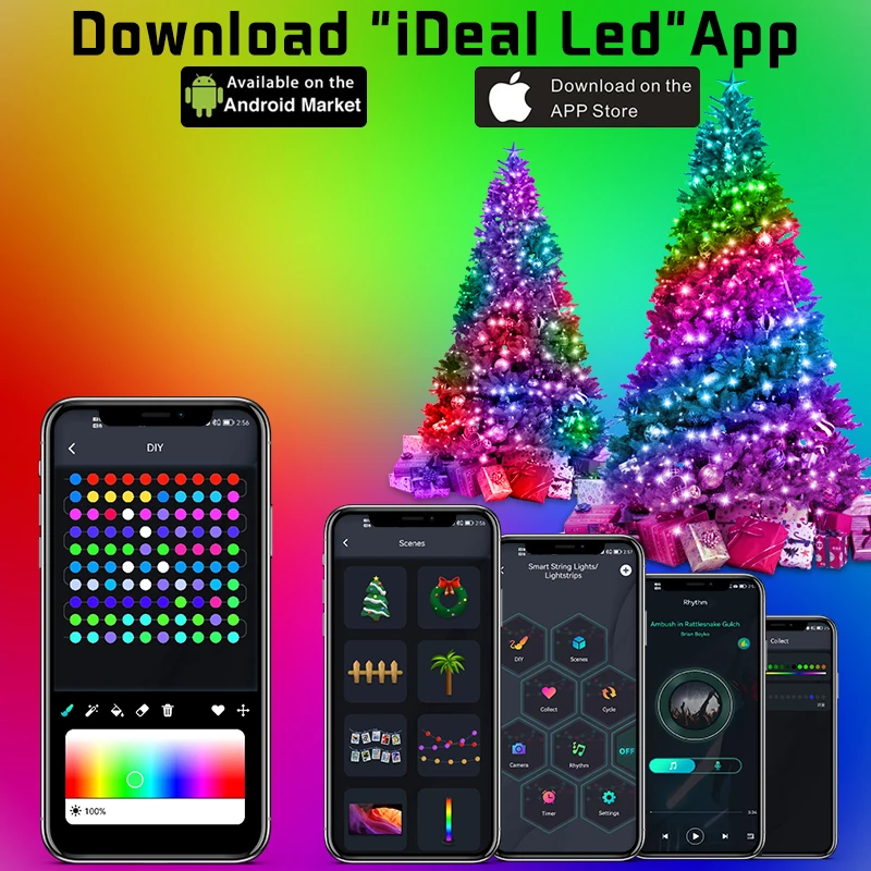 Dreamcolor Fairy WS2812B DC5V Usb Светодиодный Струнный Светильник Smart App Controller DIY Рождественская Елочная Гирлянда RGB Адресуемые Сказочные Огни