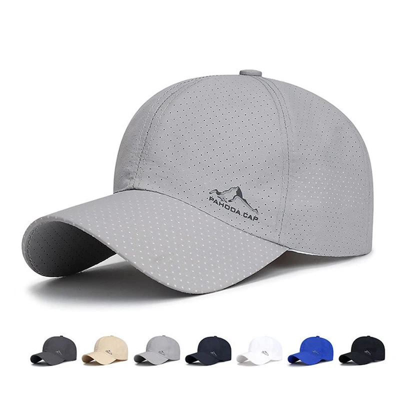 Бесплатная доставка, дышащие быстросохнущие мужские кепки, бейсболка, летняя спортивная кепка для рыбалки, солнцезащитная освежающая уличная шляпа дальнобойщика