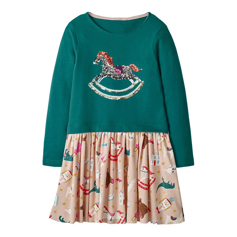 Праздничное платье для маленьких девочек, костюм принцессы, детское хлопковое платье-пачка с длинными рукавами для малышей, детская одежда с принтом на возраст 2-7 лет